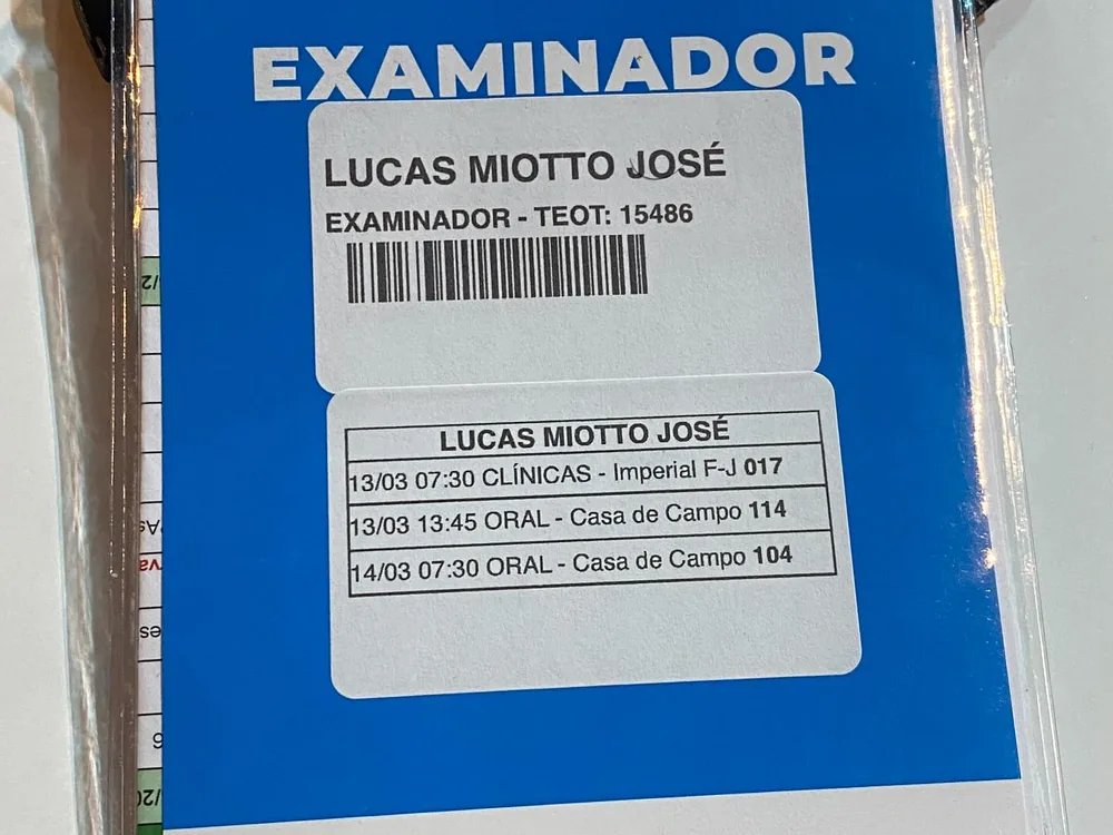 Credencial de examinador do TEOT da SBOT